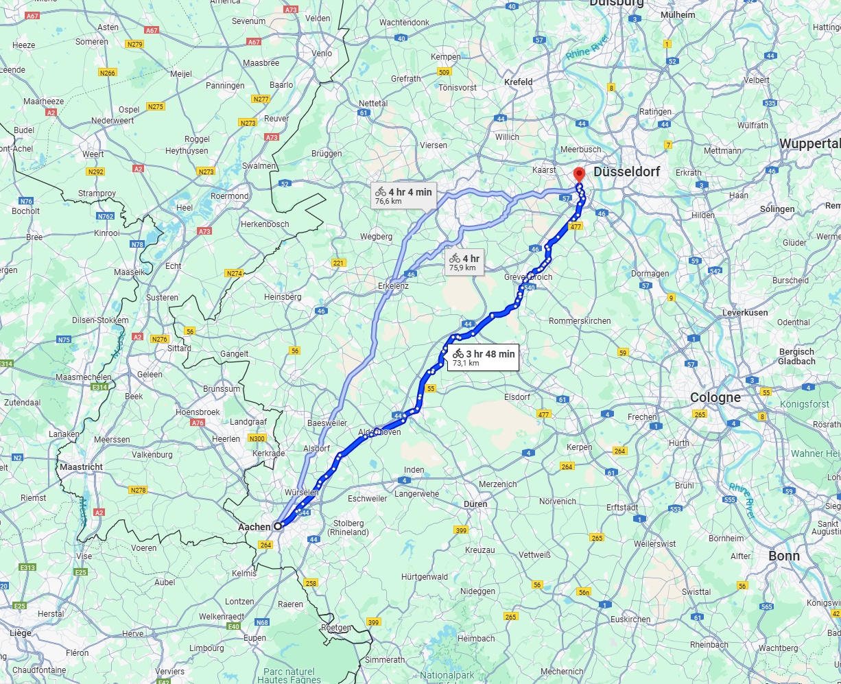 Anreise von Aachen Zu Neuss Über 