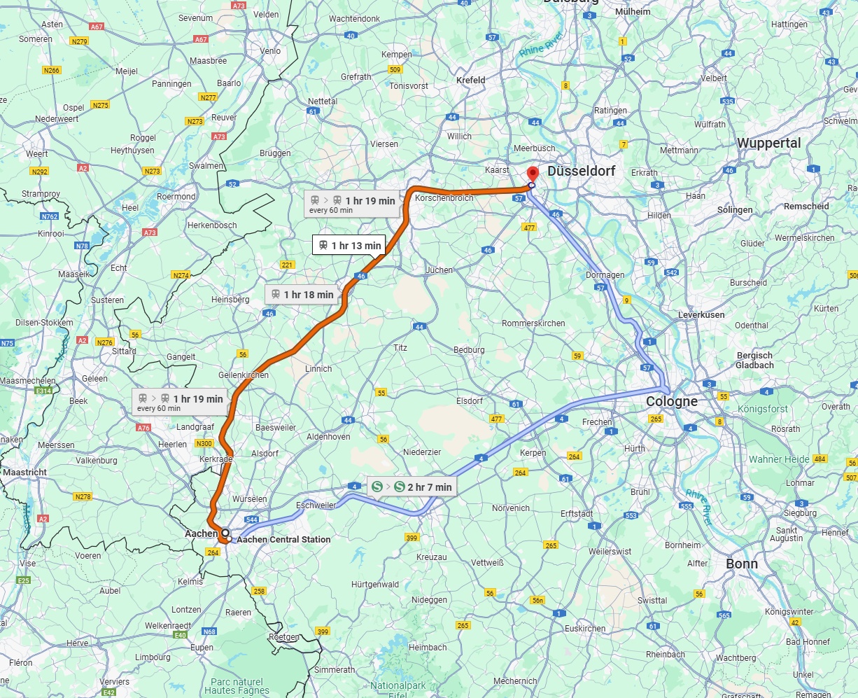 Anreise von Aachen Zu Neuss Über 