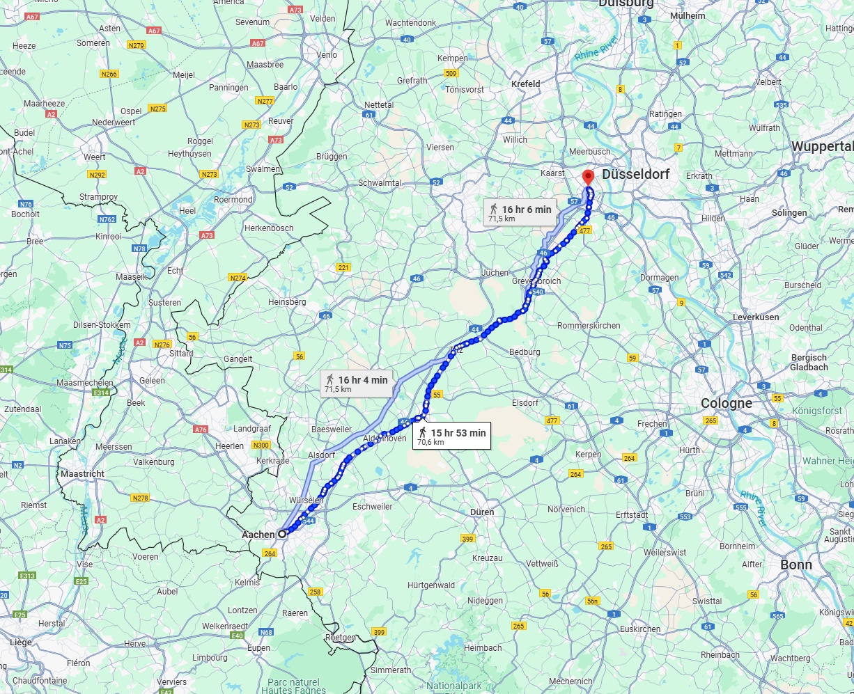 Anreise von Aachen Zu Neuss Über 