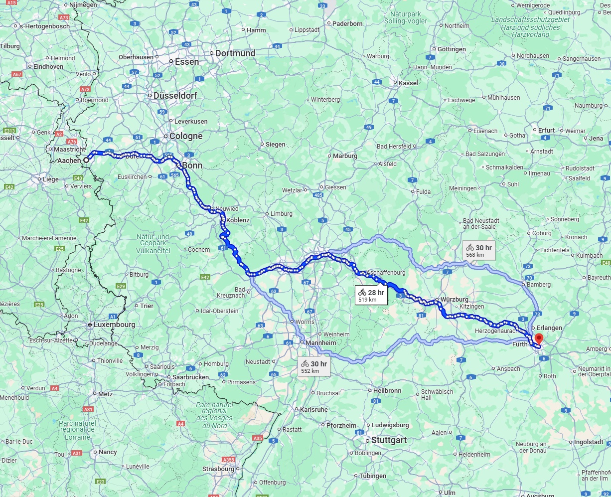 Anreise von Aachen Zu Nürnberg Über 