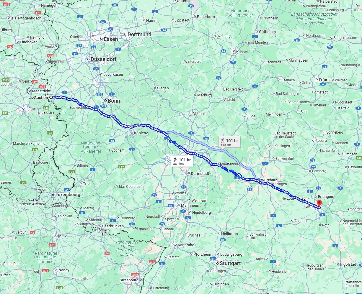 Anreise von Aachen Zu Nürnberg Über 