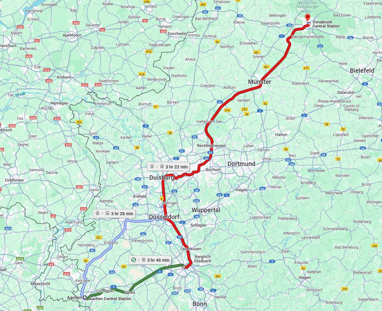Anreise von Aachen Zu Osnabrück Über 