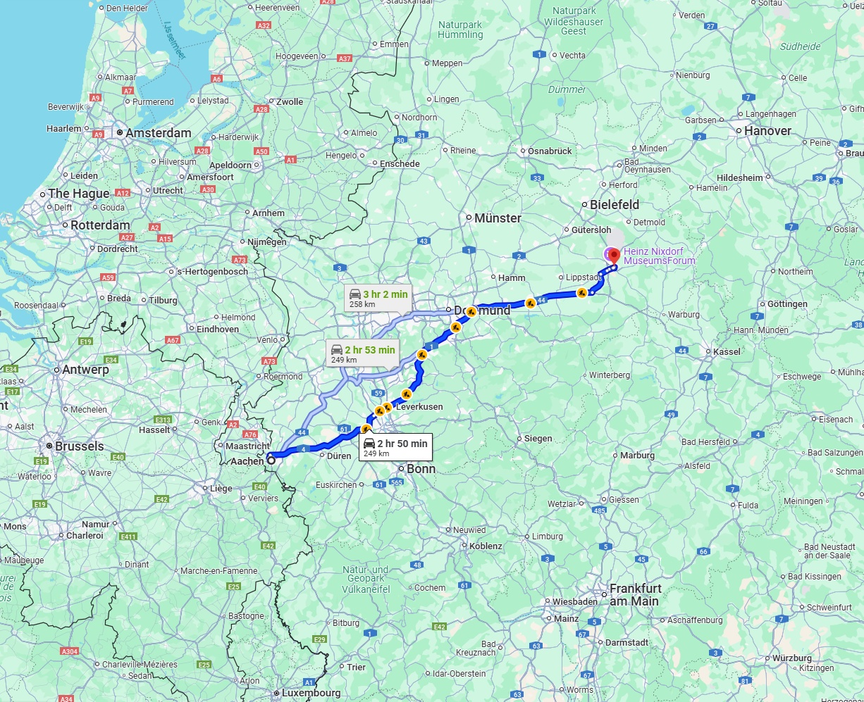 Anreise von Aachen Zu Paderborn Über via A1 and A44