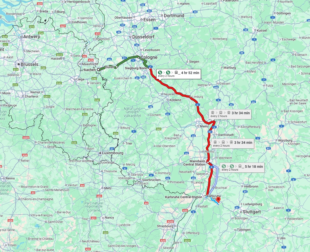 Anreise von Aachen Zu Pforzheim Über 