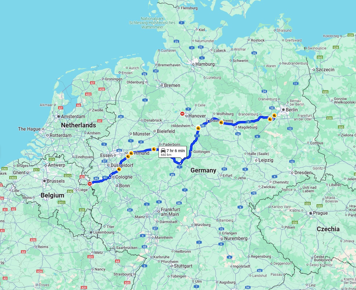 Anreise von Aachen Zu Potsdam Über via A2