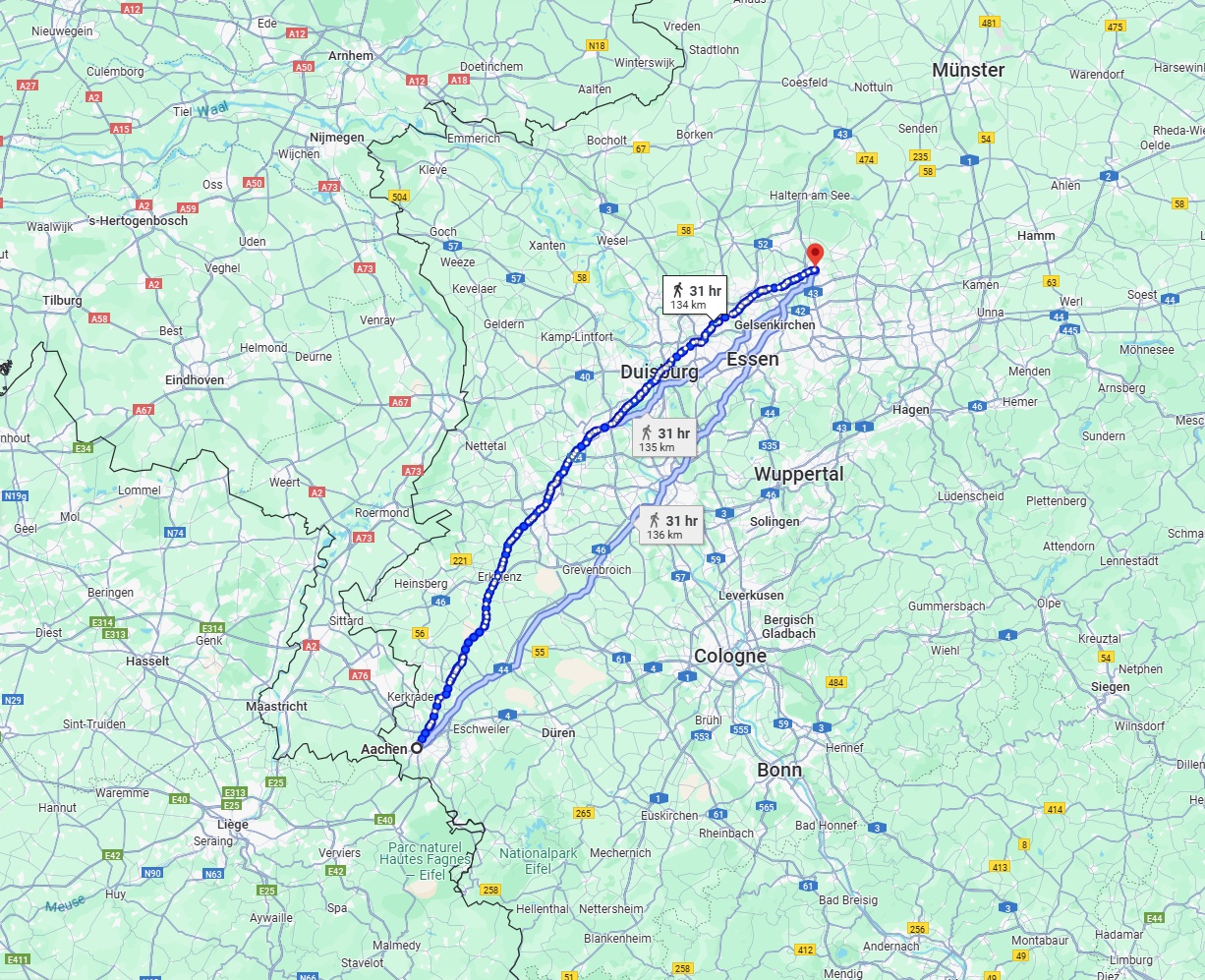 Anreise von Aachen Zu Recklinghausen Über 