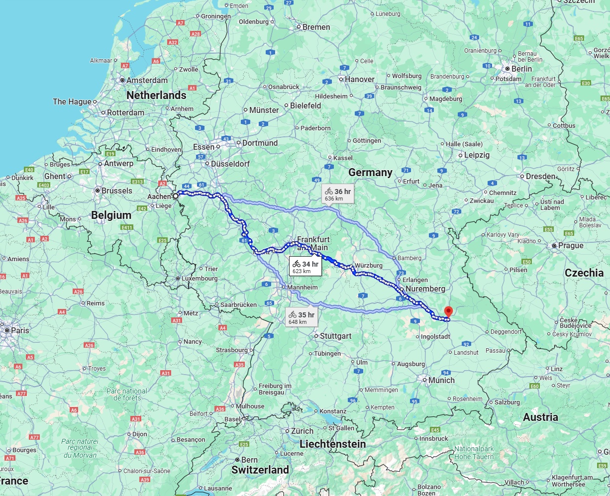 Anreise von Aachen Zu Regensburg Über 