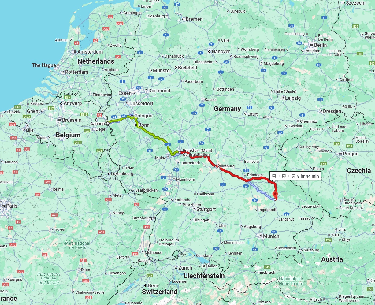 Anreise von Aachen Zu Regensburg Über 