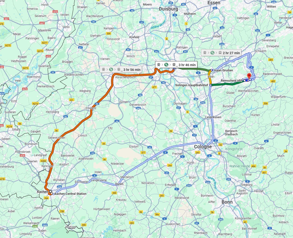Anreise von Aachen Zu Remscheid Über 