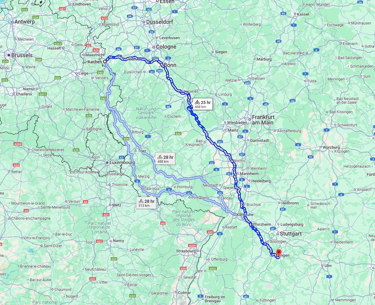 Anreise von Aachen Zu Reutlingen Über 