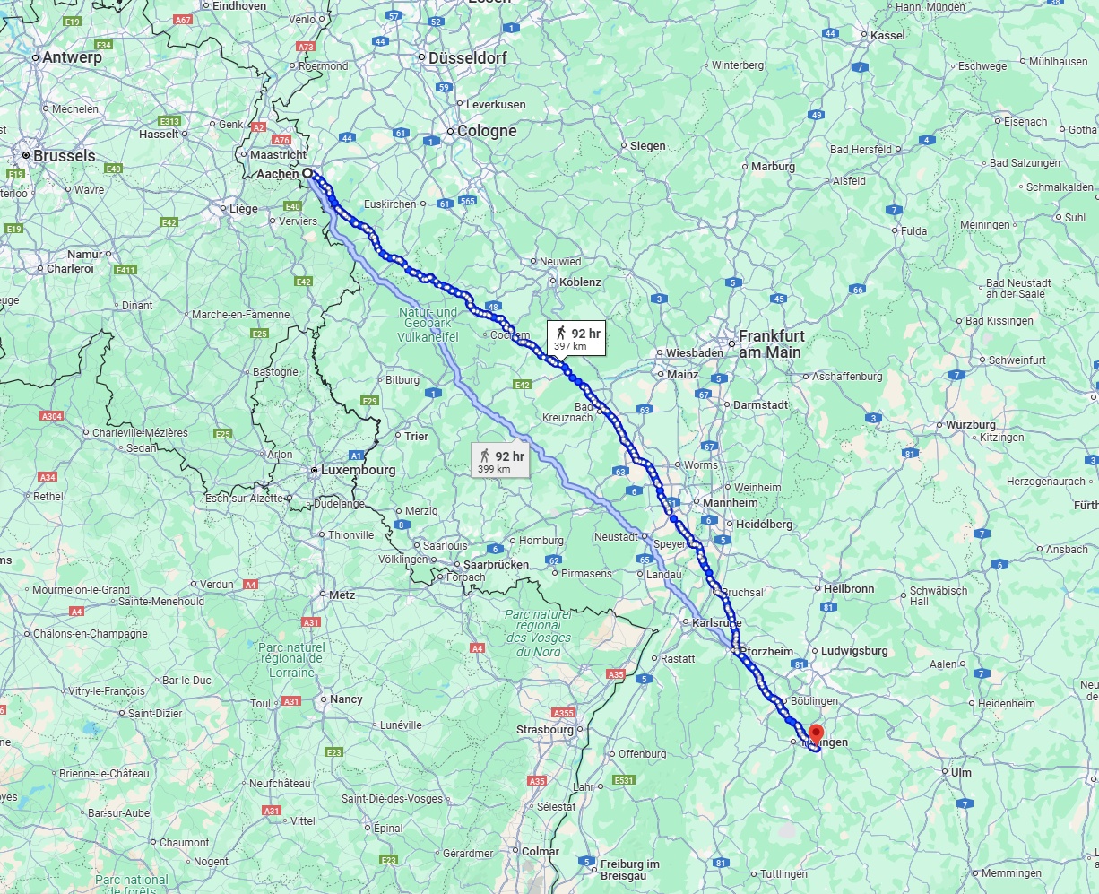 Anreise von Aachen Zu Reutlingen Über 