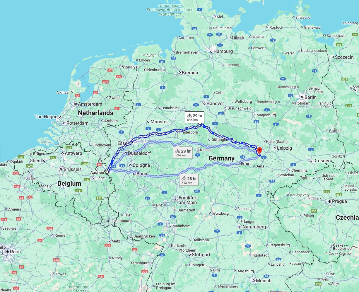 Anreise von Aachen Zu Saale Über 