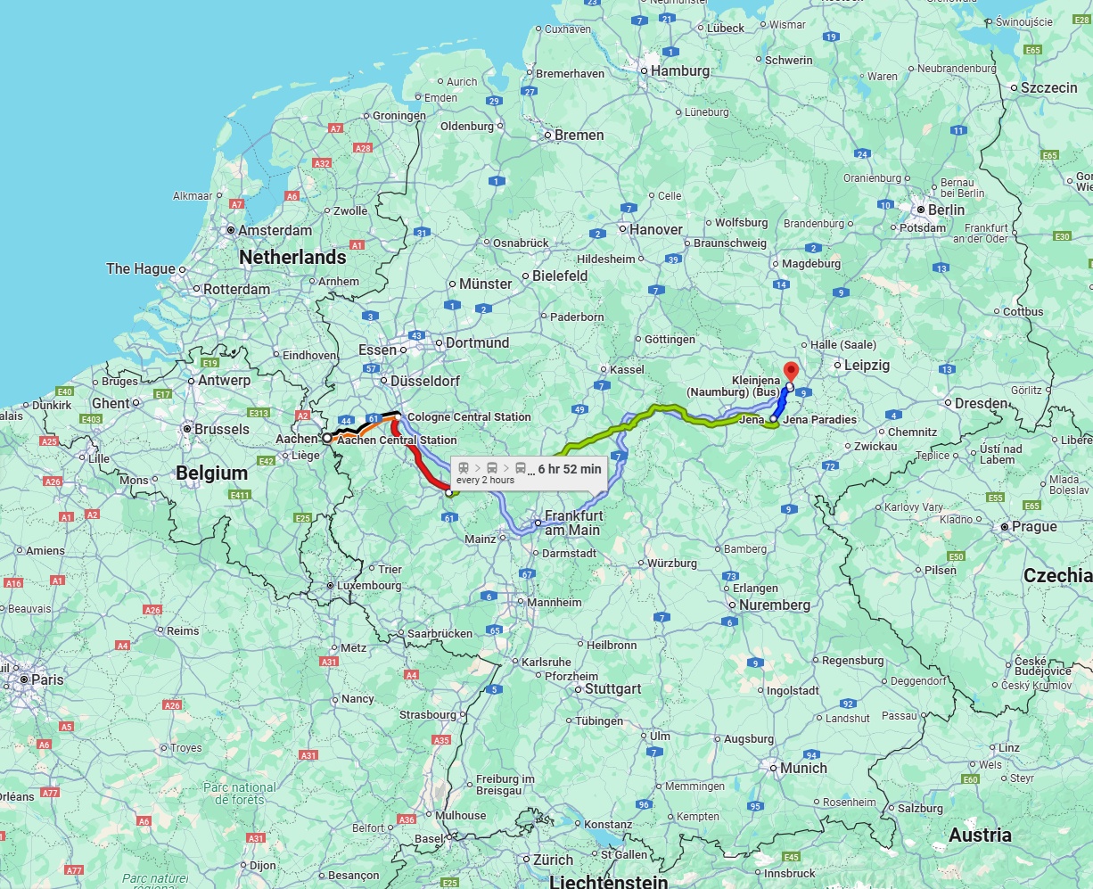 Anreise von Aachen Zu Saale Über 