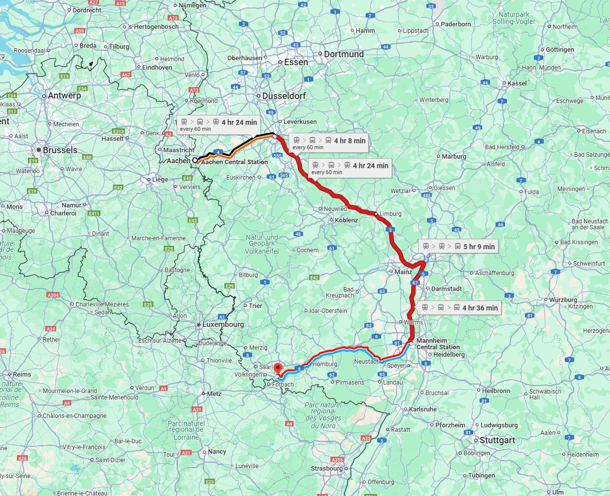 Anreise von Aachen Zu Saarbrücken Über 