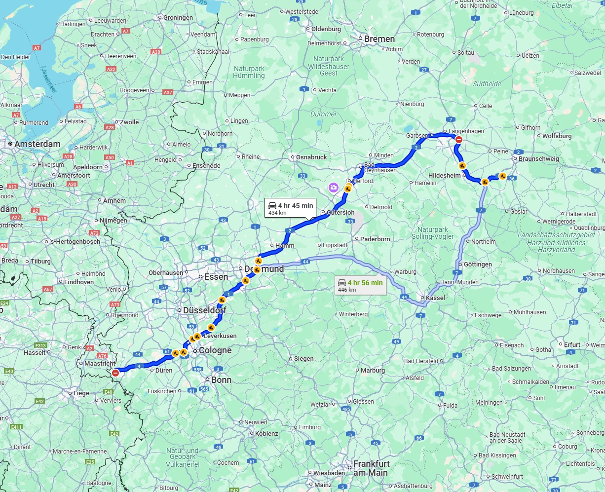 Anreise von Aachen Zu Salzgitter Über via A2
