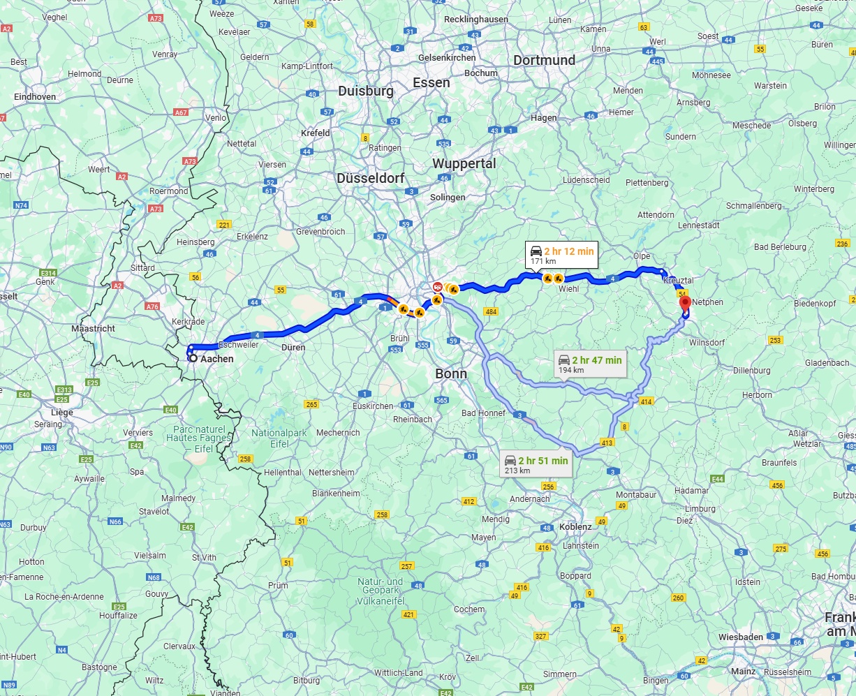 Anreise von Aachen Zu Siegen Über via A4