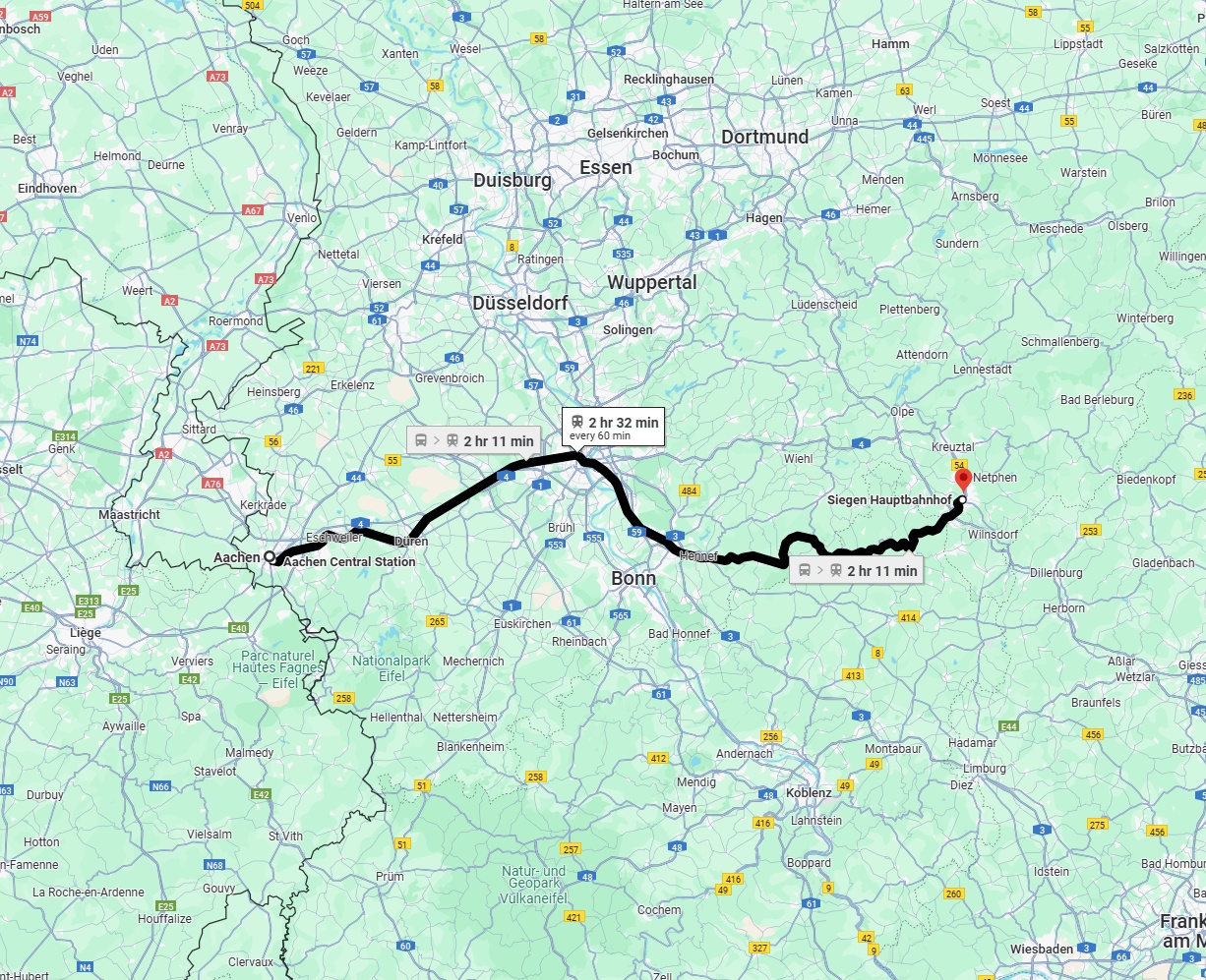 Anreise von Aachen Zu Siegen Über 