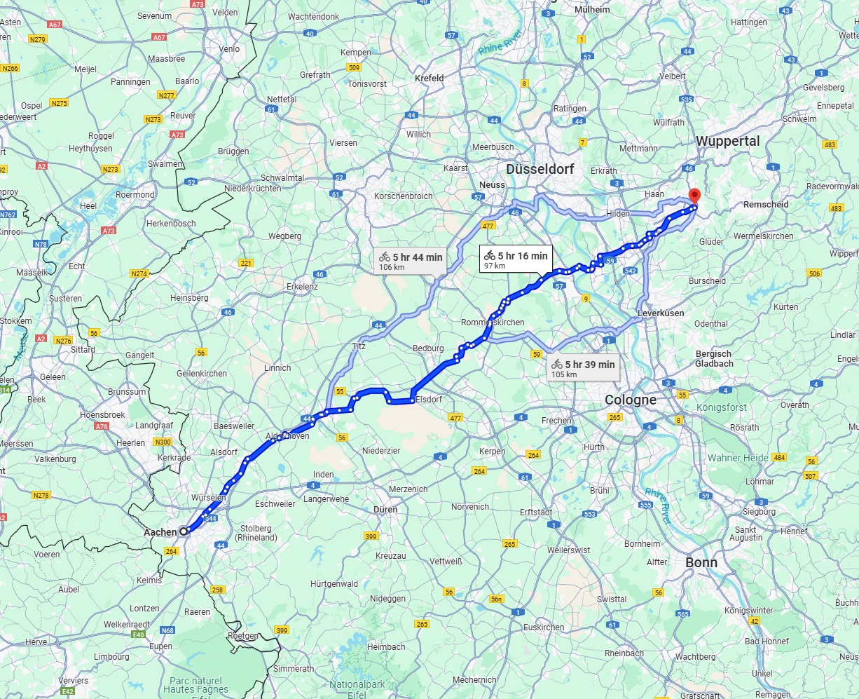Anreise von Aachen Zu Solingen Über 