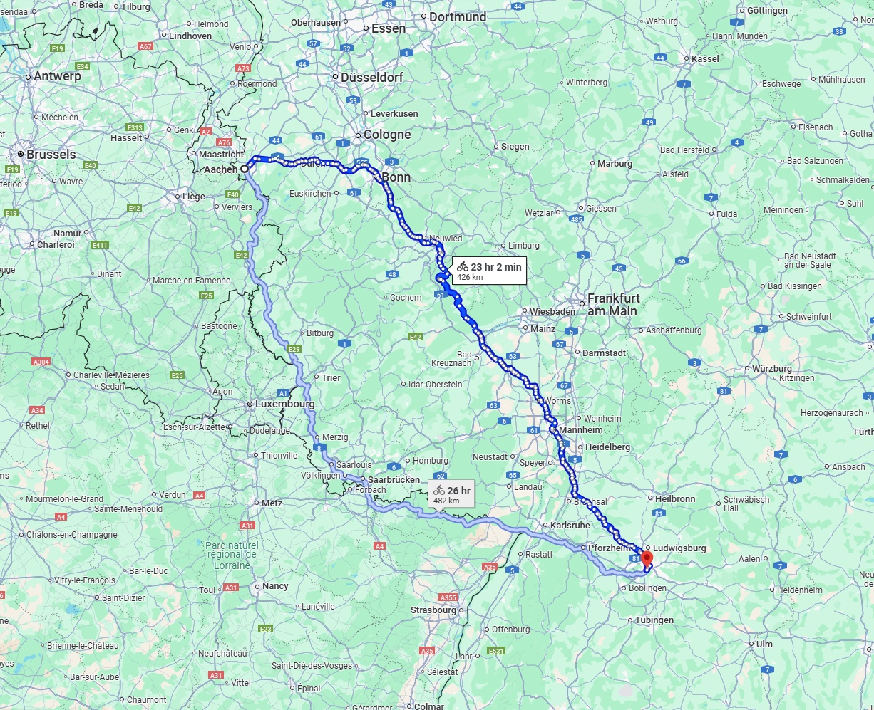 Anreise von Aachen Zu Stuttgart Über 
