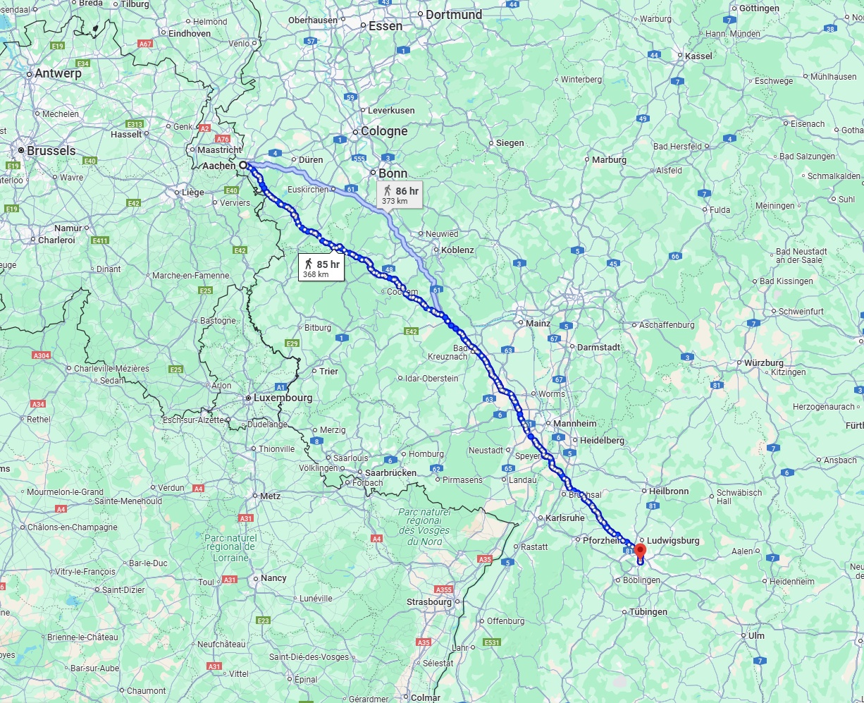 Anreise von Aachen Zu Stuttgart Über 