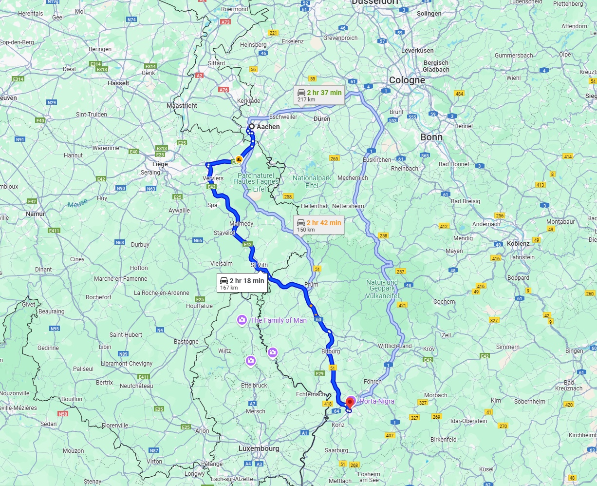 Anreise von Aachen Zu Trier Über via E42