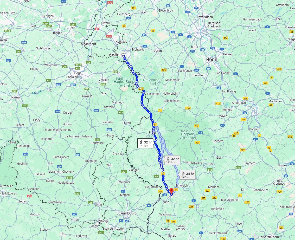 Anreise von Aachen Zu Trier Über 
