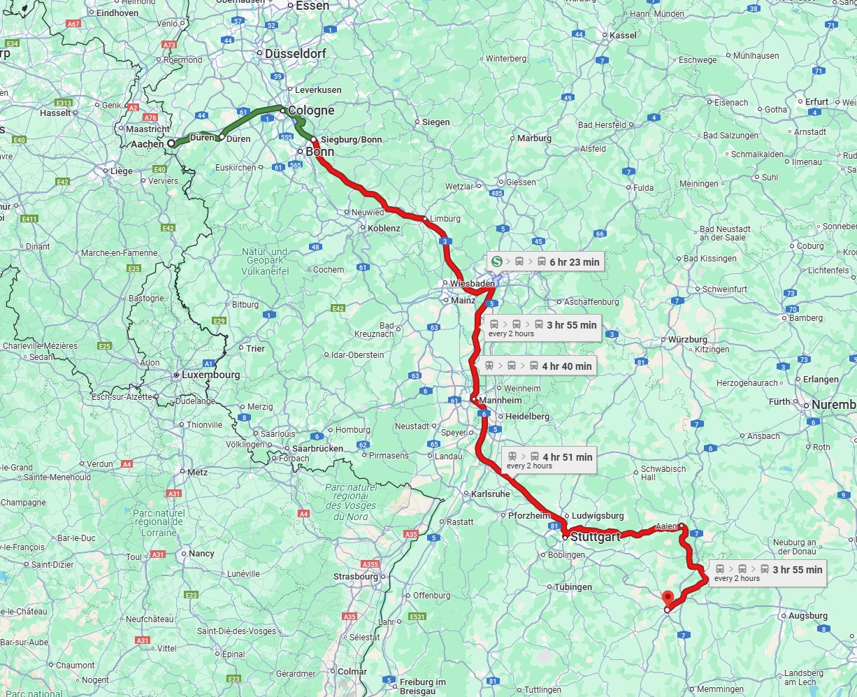 Anreise von Aachen Zu Ulm Über 