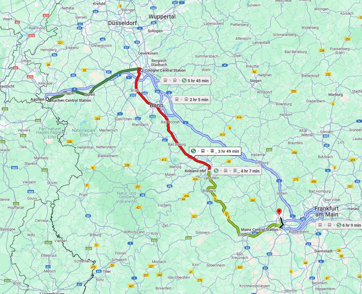 Anreise von Aachen Zu Wiesbaden Über 