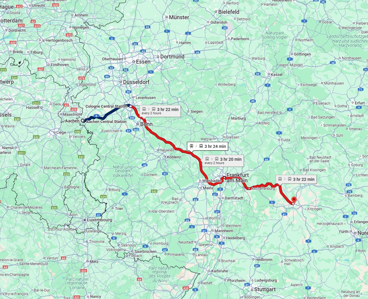 Anreise von Aachen Zu Würzburg Über 