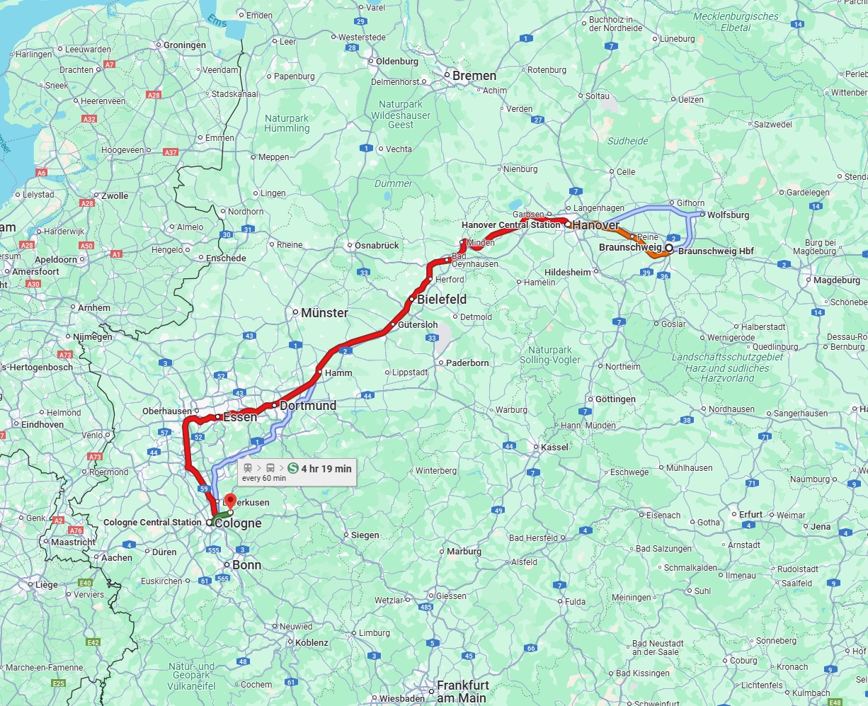 Anreise von Braunschweig Zu Bergisch Gladbach Über 