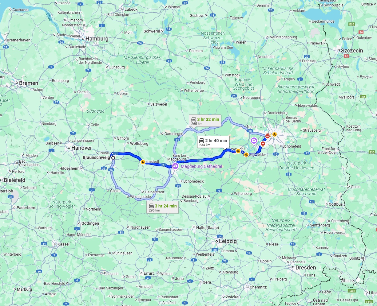 Anreise von Braunschweig Zu Berlin Über via A2