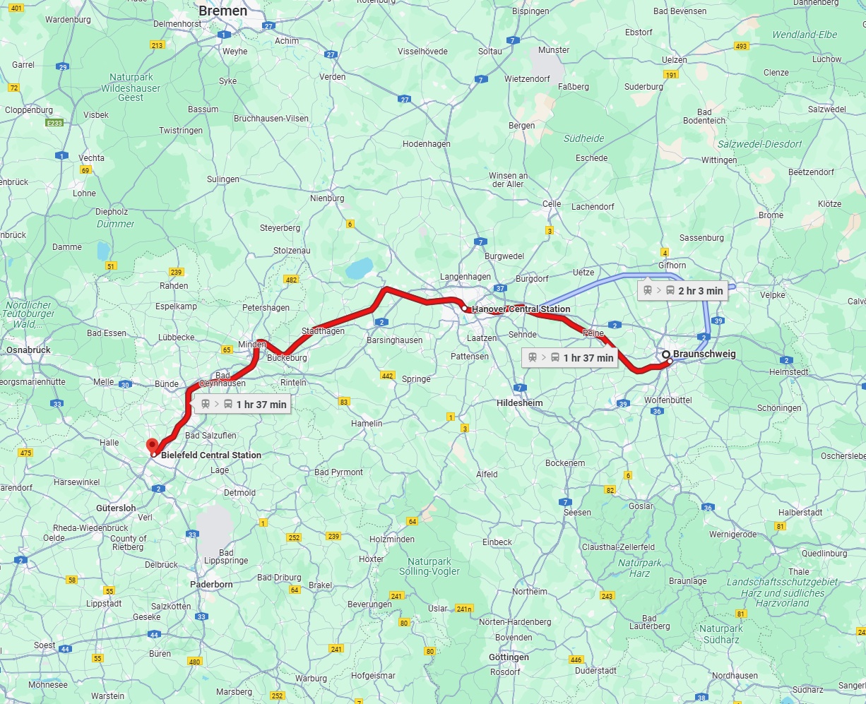 Anreise von Braunschweig Zu Bielefeld Über 