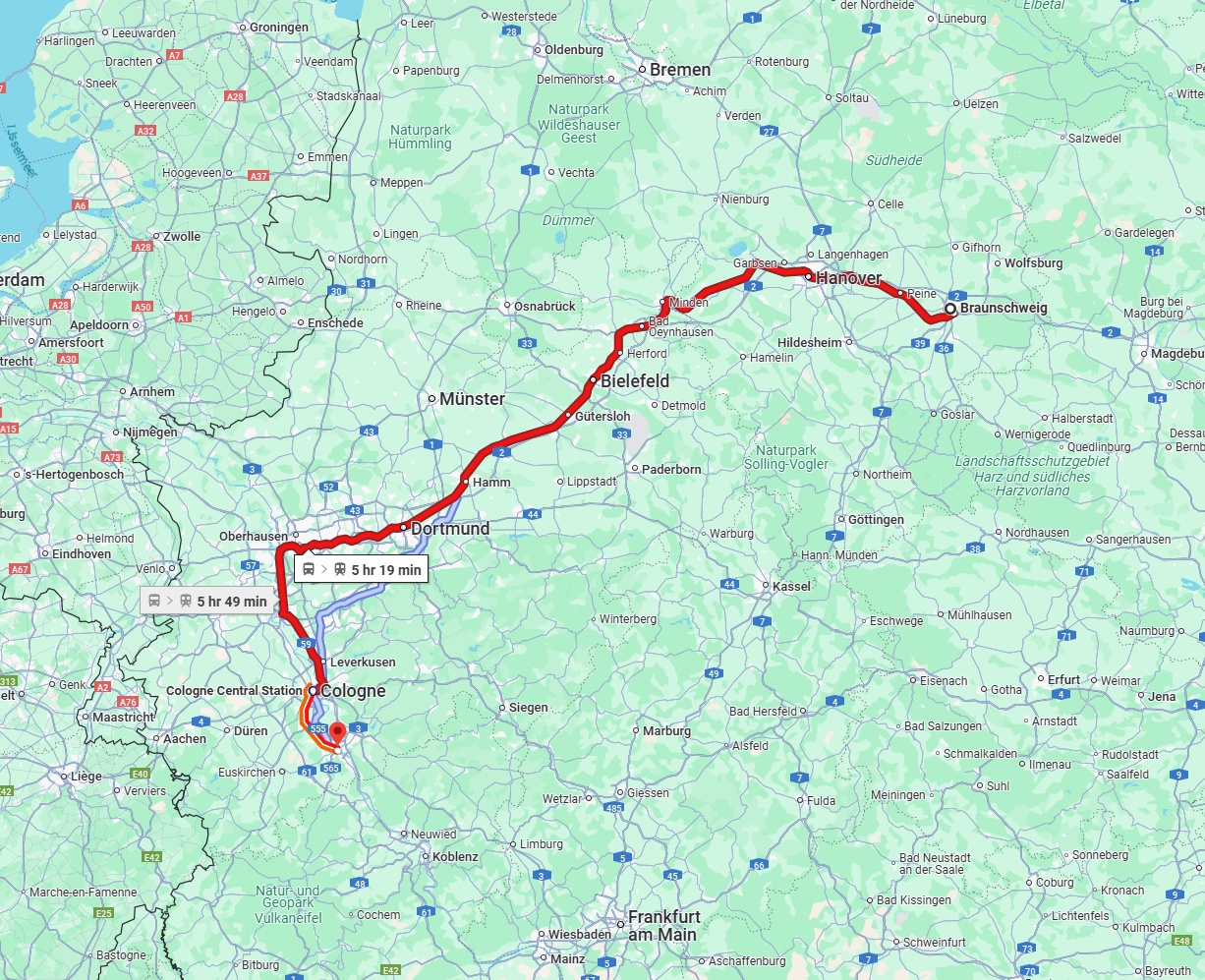 Anreise von Braunschweig Zu Bonn Über 