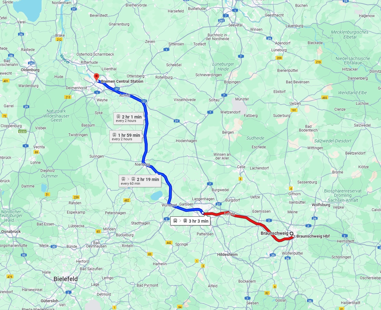 Anreise von Braunschweig Zu Bremen Über 