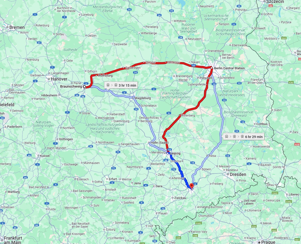 Anreise von Braunschweig Zu Chemnitz Über 