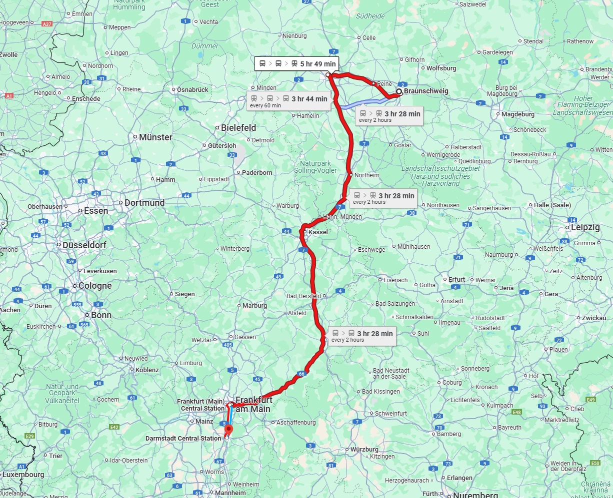 Anreise von Braunschweig Zu Darmstadt Über 