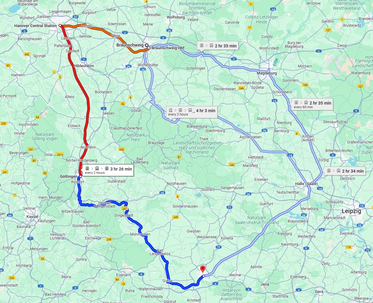 Anreise von Braunschweig Zu Erfurt Über 