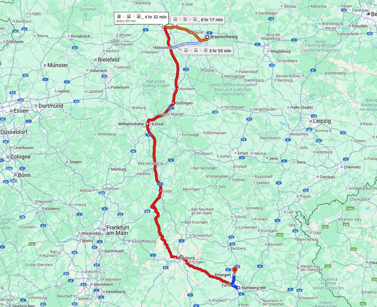 Anreise von Braunschweig Zu Erlangen Über 