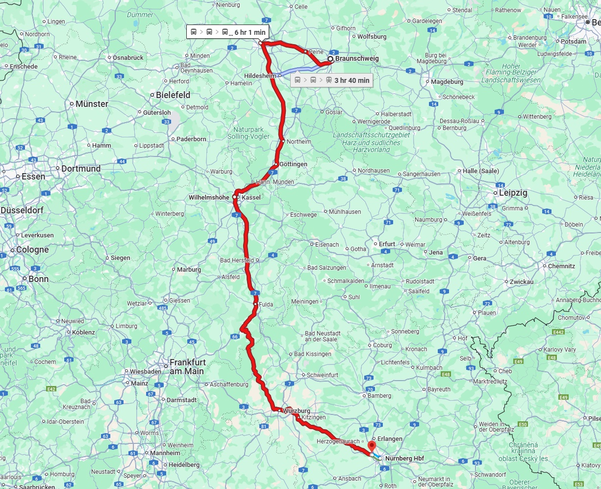 Anreise von Braunschweig Zu Fürth Über 