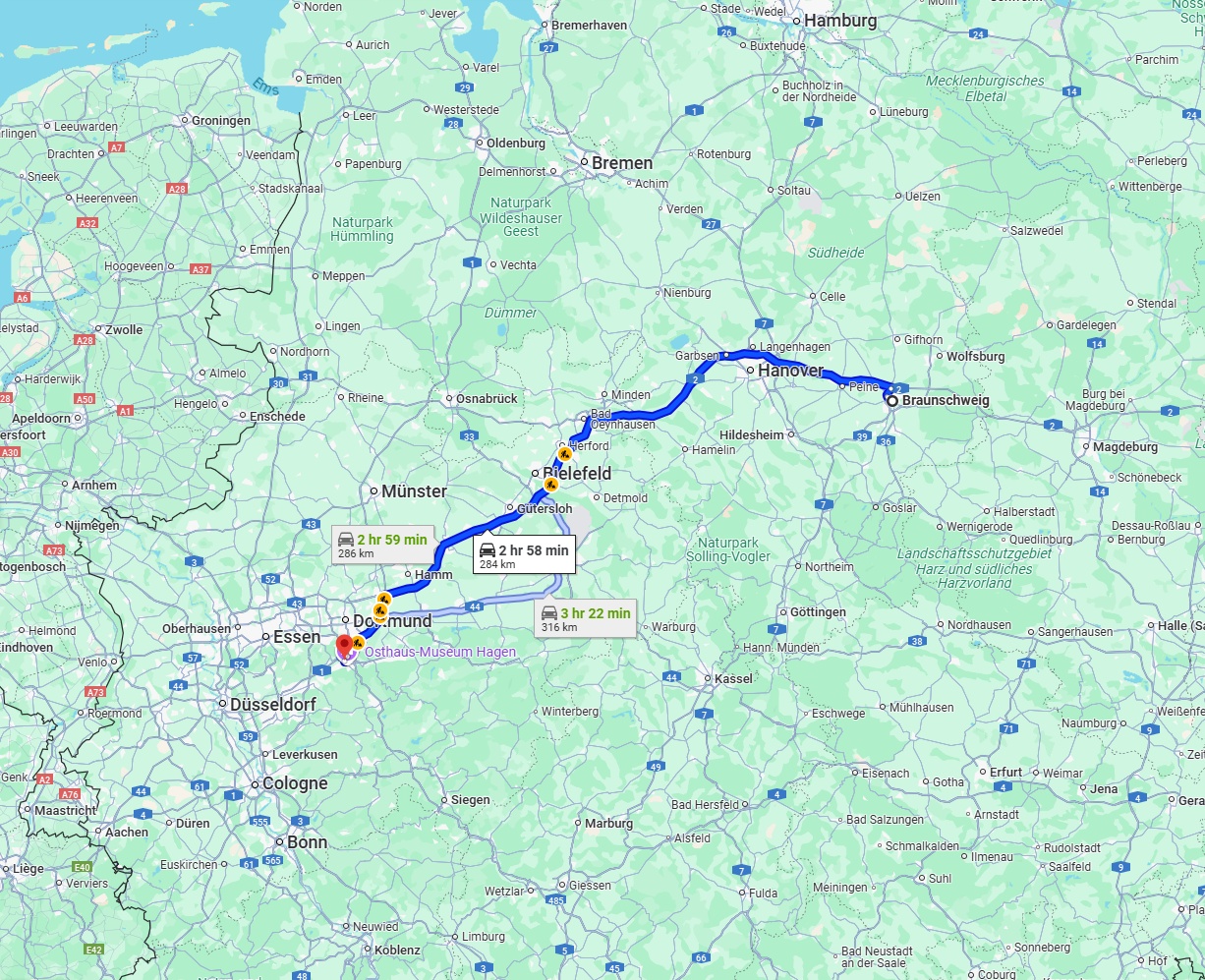 Anreise von Braunschweig Zu Hagen Über via A2
