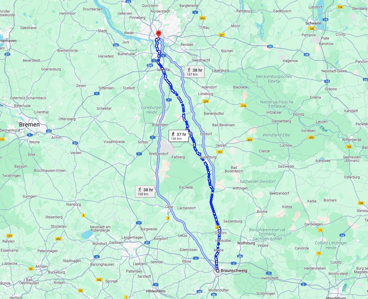 Anreise von Braunschweig Zu Hamburg Über 