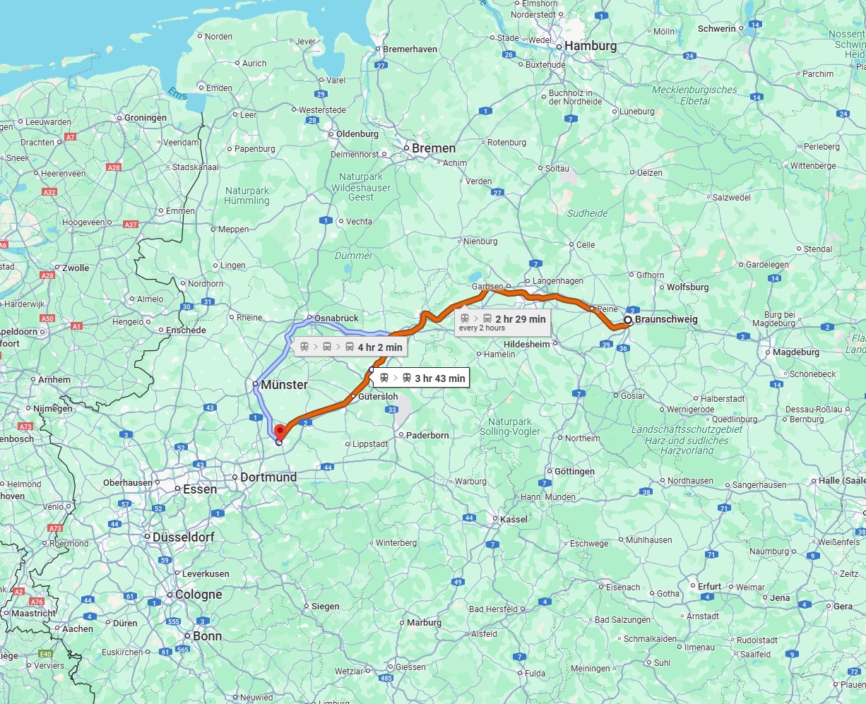 Anreise von Braunschweig Zu Hamm Über 