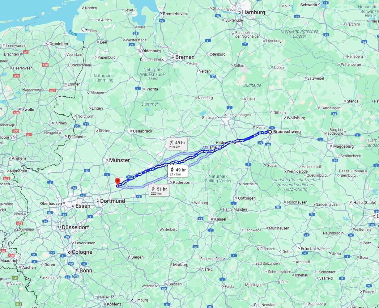 Anreise von Braunschweig Zu Hamm Über 