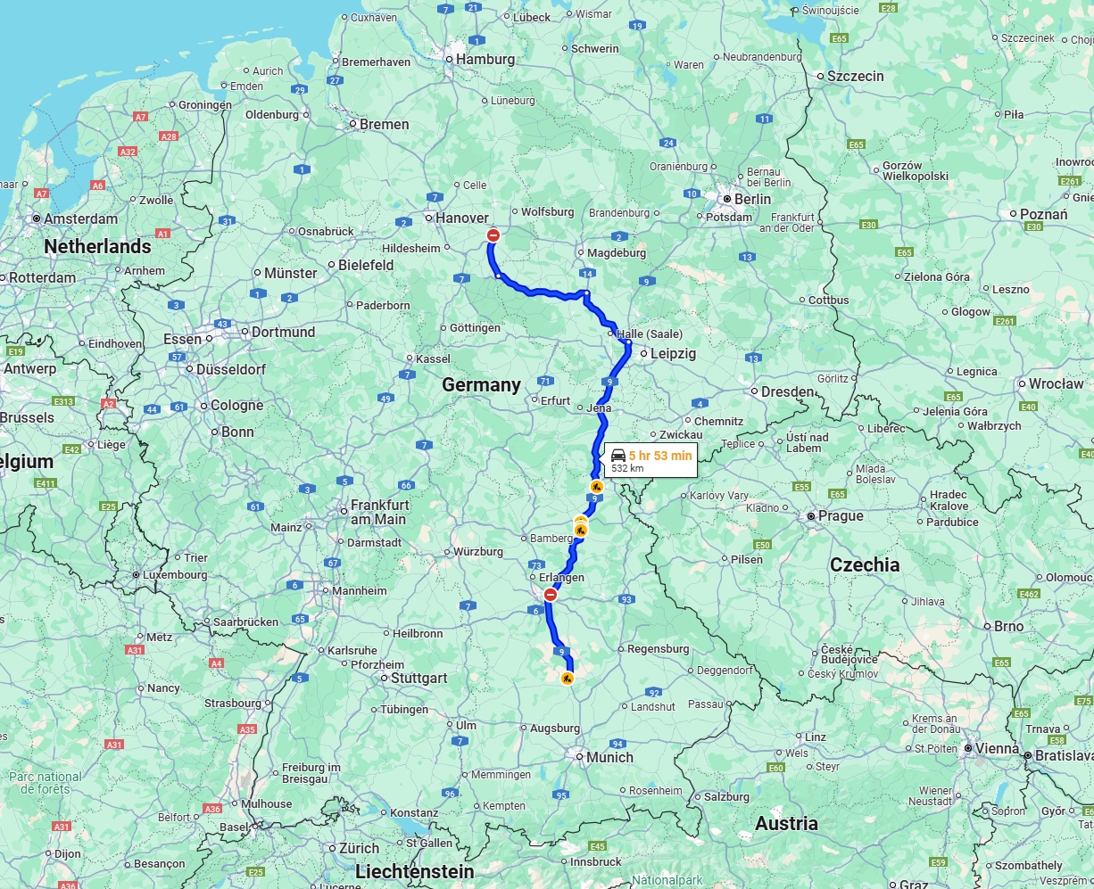 Anreise von Braunschweig Zu Ingolstadt Über via A9