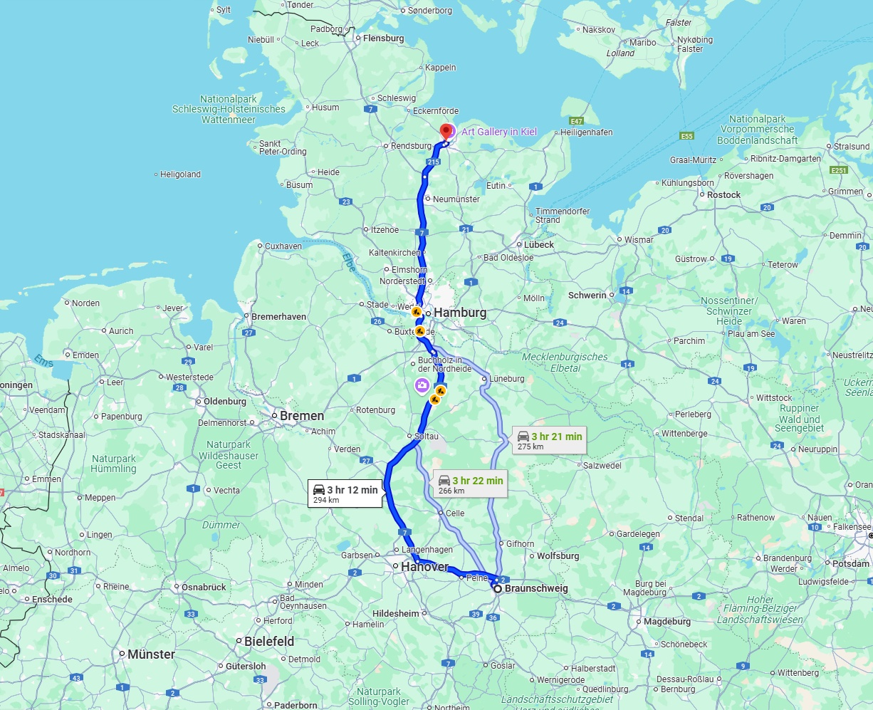 Anreise von Braunschweig Zu Kiel Über via A7