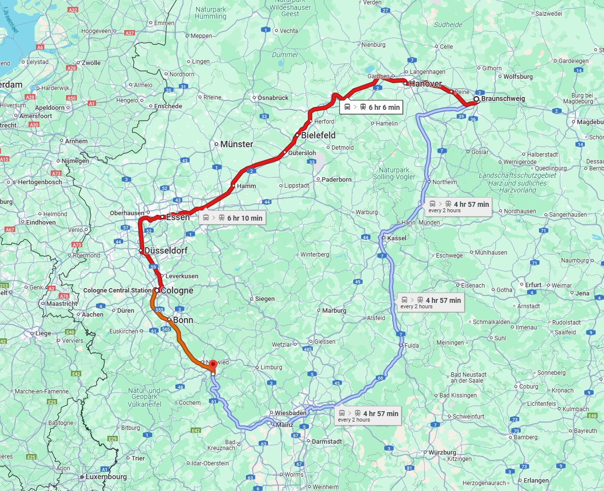 Anreise von Braunschweig Zu Koblenz Über 