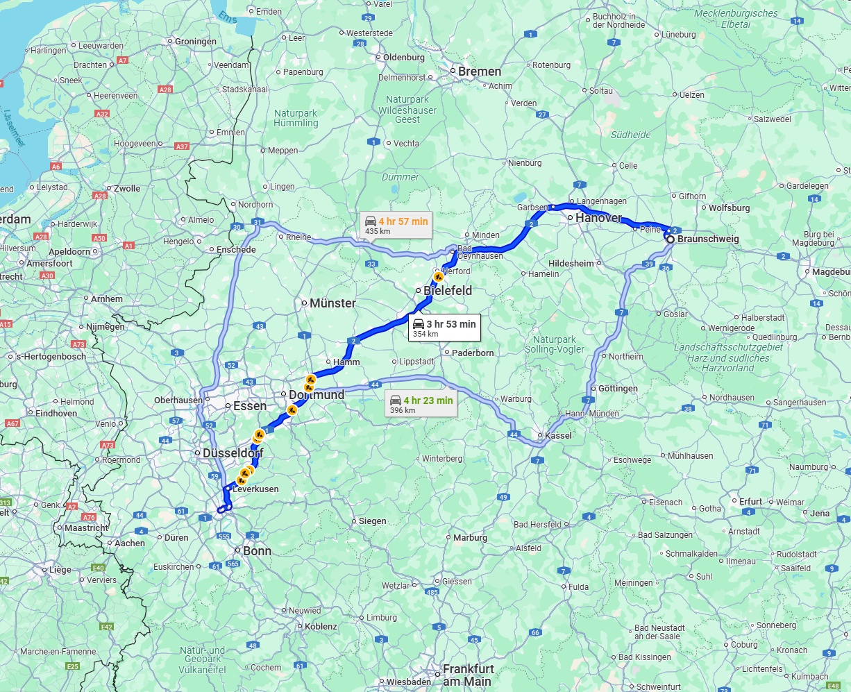 Anreise von Braunschweig Zu Köln Über via A2