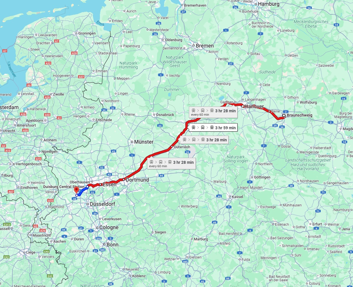 Anreise von Braunschweig Zu Krefeld Über 
