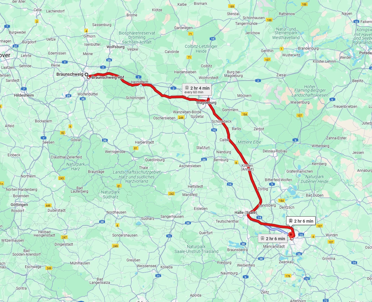 Anreise von Braunschweig Zu Leipzig Über 