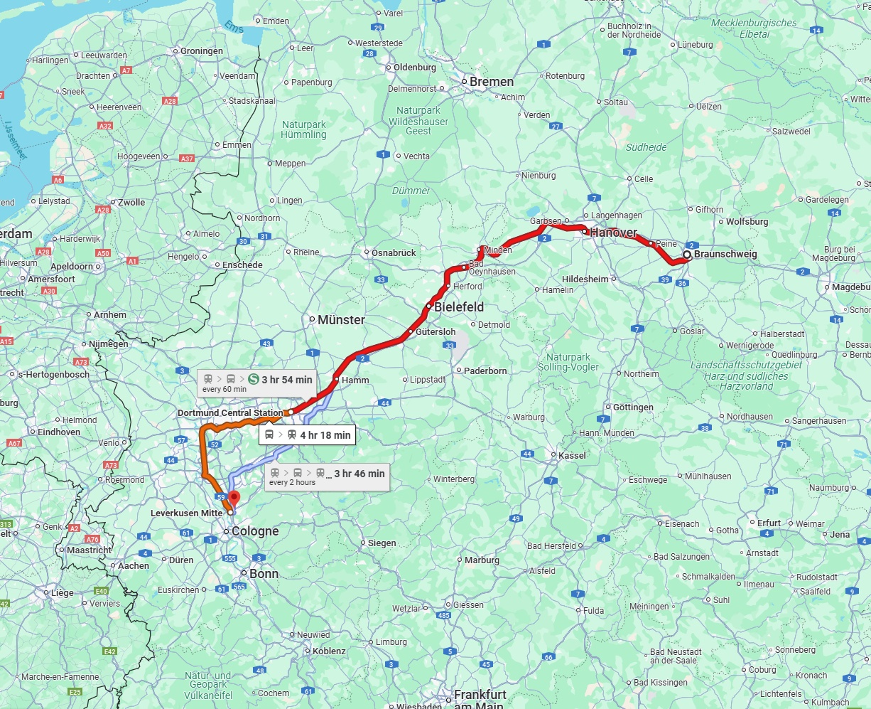 Anreise von Braunschweig Zu Leverkusen Über 